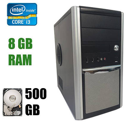 Hyundai Pentino Silver Tower / Intel Core i3-4130 (2 (4) ядра по 3.4 GHz) / 8 GB DDR3 / 500 GB HDD / БП FSP, фото 1