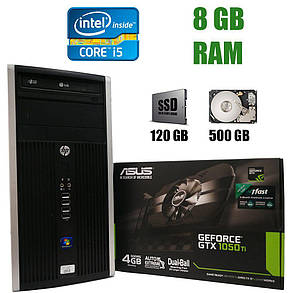 HP 6200 Tower / Intel Core i5-2500 (4 ядра по 3.30-3.70GHz) / 8 GB DDR3 / New! 120 GB SSD+500 GB HDD / nVidia GeForce GTX 1050 Ti 4GB, GDDR5, 128-bit, фото 1
