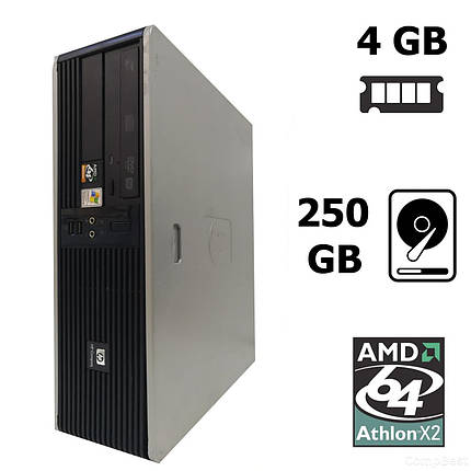 HP Compaq DC5750 SFF / AMD AthlonX2 4400+ (2 ядра по 2.3 GHz) / 4GB DDR2 / 250GB HDD / ATI Radeon 1150 (831MB) / DVD-R / (VGA, DVI), фото 2