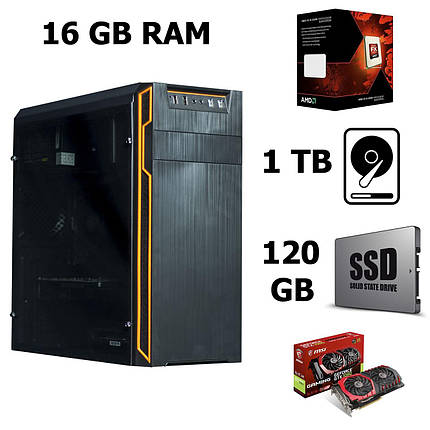 Frontier HAN SOLO orange MT / AMD FX-8300 (8 ядер з 3.3 - 4.2 GHz) / 16 GB DDR3 / HDD 1 TB + 120 GB SSD / nVidia Geforce GTX 1060 (3GB 192-bit GDDR5), фото 2