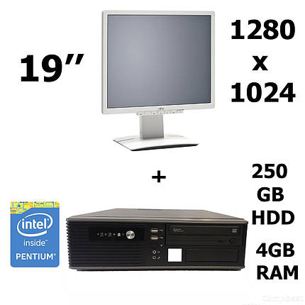 MSI SFF / Intel Pentium G2030 (2 ядра по 3.0 GHz) / 4 GB DDR3 / 250 GB HDD / DVD / USB 3.0 , SATA 3.0, PCI Express 3.0 + Монітор Fujitsu-Siemens B19-6, фото 2