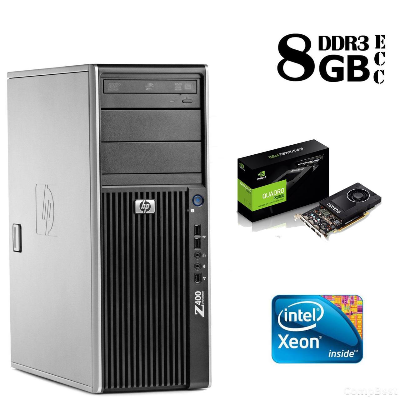 Сервер HP Z400 Tower / Intel Xeon W3565 (4 (8) ядра по 3,20 - 3.46 GHz) / 8GB DDR3/ HDD 1TB / NVIDIA Quadro 2000 1GB DDR5 (128 bit)