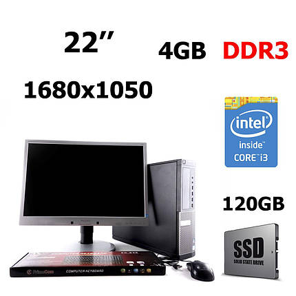 Комплект Dell Optiplex 7010 SFF / Intel® Core™ i3-3220 (2 (4) ядра по 3.3 GHz) / 4 GB DDR3 / 120GB SSD + Монітор Philips Brilliance 220B4L / 22" /, фото 2