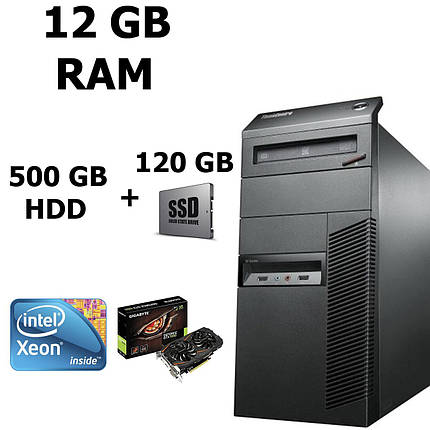 Lenovo M81 Tower / Intel® Xeon® E3-1260L (4 (8) ядра по 2.40 - 3.30 GHz) / 12GB DDR3 / 500GB HDD + SSD Kingston 120GB NEW / Відеокарта GeForce GTX, фото 2