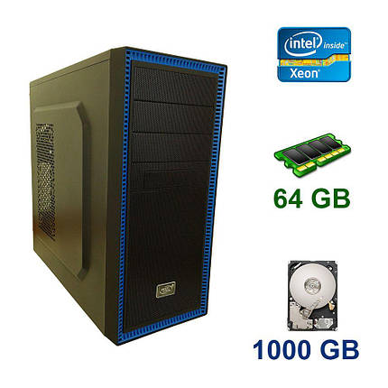 Midi-Tower / 2x Intel Xeon E5-2680 (8 (16) ядер по 2.7 - 3.5 GHz) / 64 GB DDR3 / 1000 GB HDD / 650W, фото 2