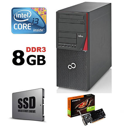 Fujitsu Esprimo P720 Tower / Intel® Core™ i3-4130 (2 (4) ядра по 3.4 GHz) / 8gb DDR3 / 120GB SSD НОВИЙ / Відеокарта GF GT 1030 2Gb DDR5 / VGA, DVI,, фото 2