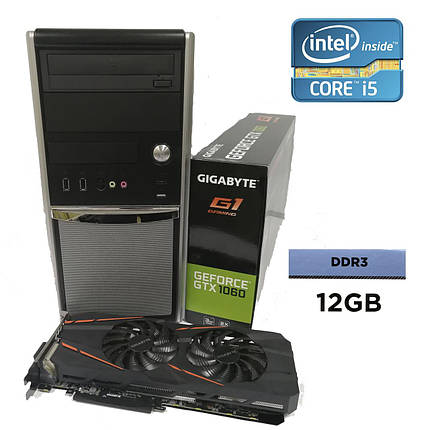 EuroCom Tower / Intel® Core™ i5-2400 (4 ядра по 3.10 - 3.40 GHz) / 12GB DDR3 / 500GB HDD + 120 GB SSD / GeForce GTX 1060 3Gb GDDR5 192-bit / БЖ 500W, фото 2