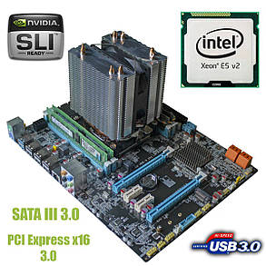 Материнська плата E5-3.2S1 / socket LGA2011 з процесором Intel Xeon E5-2670 V2 / 10(20) ядер по 2.5-3.3 GHz / 25Mb cache і 16GB DDR3 ECC RAM, фото 2
