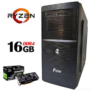 FRIME ATX / AMD Ryzen™ 5 1600Х (6 (12) ядер по 3.60 - 4.0 GHz) / 16GB DDR4 / 120GB SSD NEW + 500GB HDD / БЖ 500W / GeForce GTX 1060 (3Gb GDDR5 192bit), фото 2