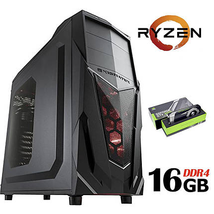 Xigmatek Mach III / AMD Ryzen™ 5 1600X (6 (12) ядер по 3.60 - 4.0 GHz) / 16 GB DDR4 / 120 GB SSD NEW + 1000 GB HDD / БЖ 500W / GeForce GTX 1060 (6Gb, фото 2
