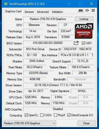 Дискретна відеокарта AMD Radeon XFX RX470, 4 GB GDDR5, 256-bit, фото 2