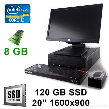 Fujitsu Esprimo E420 E85+ SFF / Intel® Core™ i3-4130 (2(4) ядра по 3.40 GHz), 3M Cache / 8 GB, DDR 3 / 120 Gb SSD + Монітор HP LA2006X / 20" / 1600x900, фото 2