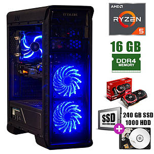 GameMax Elysium Black / AMD Ryzen™ 5 2600 (6(12)ядра по 3.4 - 3.9 GHz) / 16GB DDR4 / 240GB SSD+HDD 1000GB / AMD RX580 8Gb / 600W, фото 2