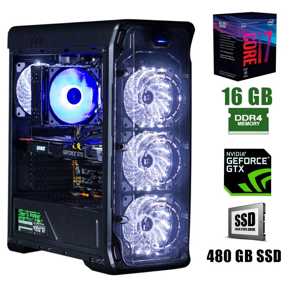 GameMax StarLight B-White / Intel Core i7-8700 (6(12)ядер по 3.2 - 4.6GHz) / 16GB DDR4 / 480GB SSD / GeForce