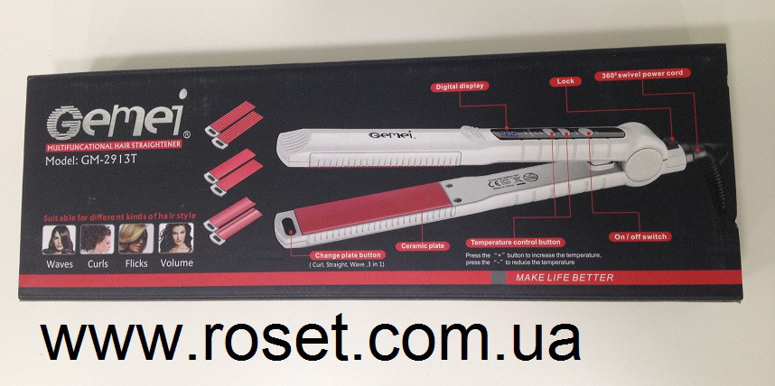Стайлер для волосся 3в1 - Gemei GM 2913T