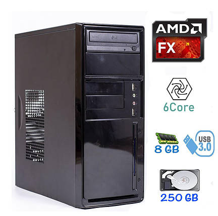 MiniTower / AMD FX-6100 (6 ядер з 3.3 - 3.9 GHz) / 8GB DDR3 / 250GB HDD / БП 420W / USB 3.0, фото 2