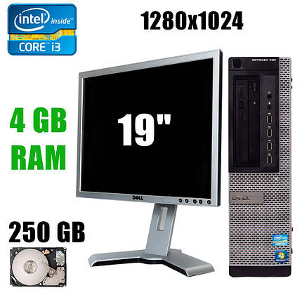Dell 790 Desktop / Intel Core i3-2120 (2(4)ядра по 3.30 GHz) / 4GB DDR3 / 250GB HDD + Монітор Dell 1908FPt / 19" / 1280x1024 / DVI, VGA, фото 2
