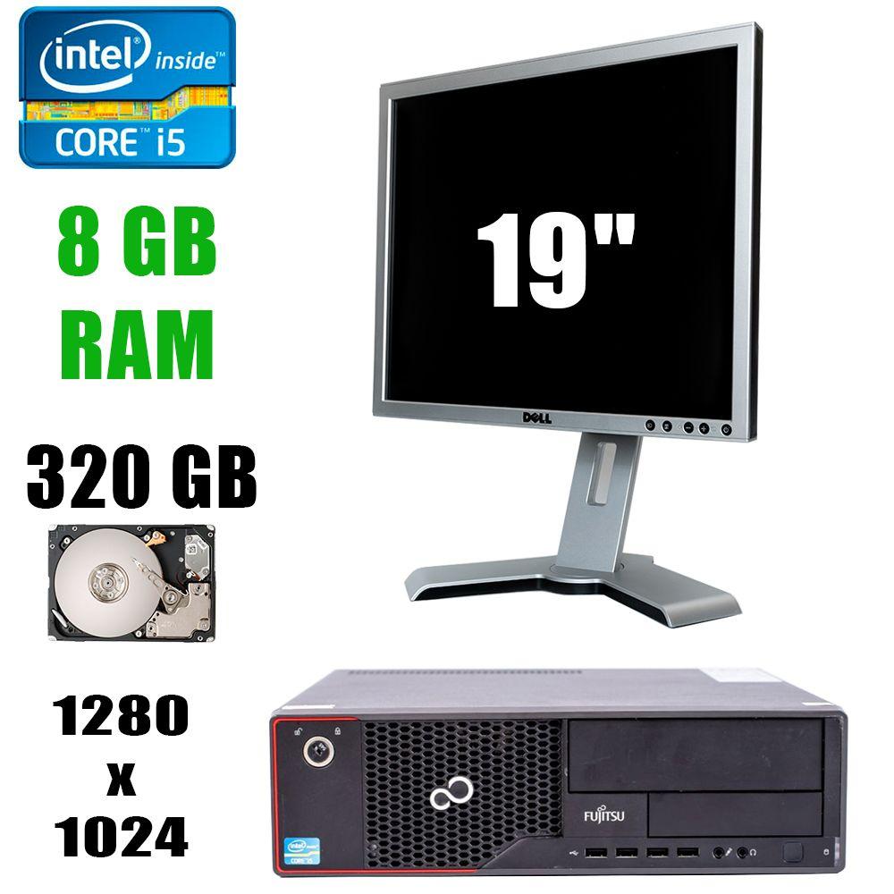 Fujitsu Esprimo E710 E90+ / Intel Core i5-3470 (4 ядра по 3.20 - 3.60 GHz) / 8GB DDR3 / 320GB HDD + Монітор Dell 1908FPt / 19" / 1280x1024 / DVI, VGA