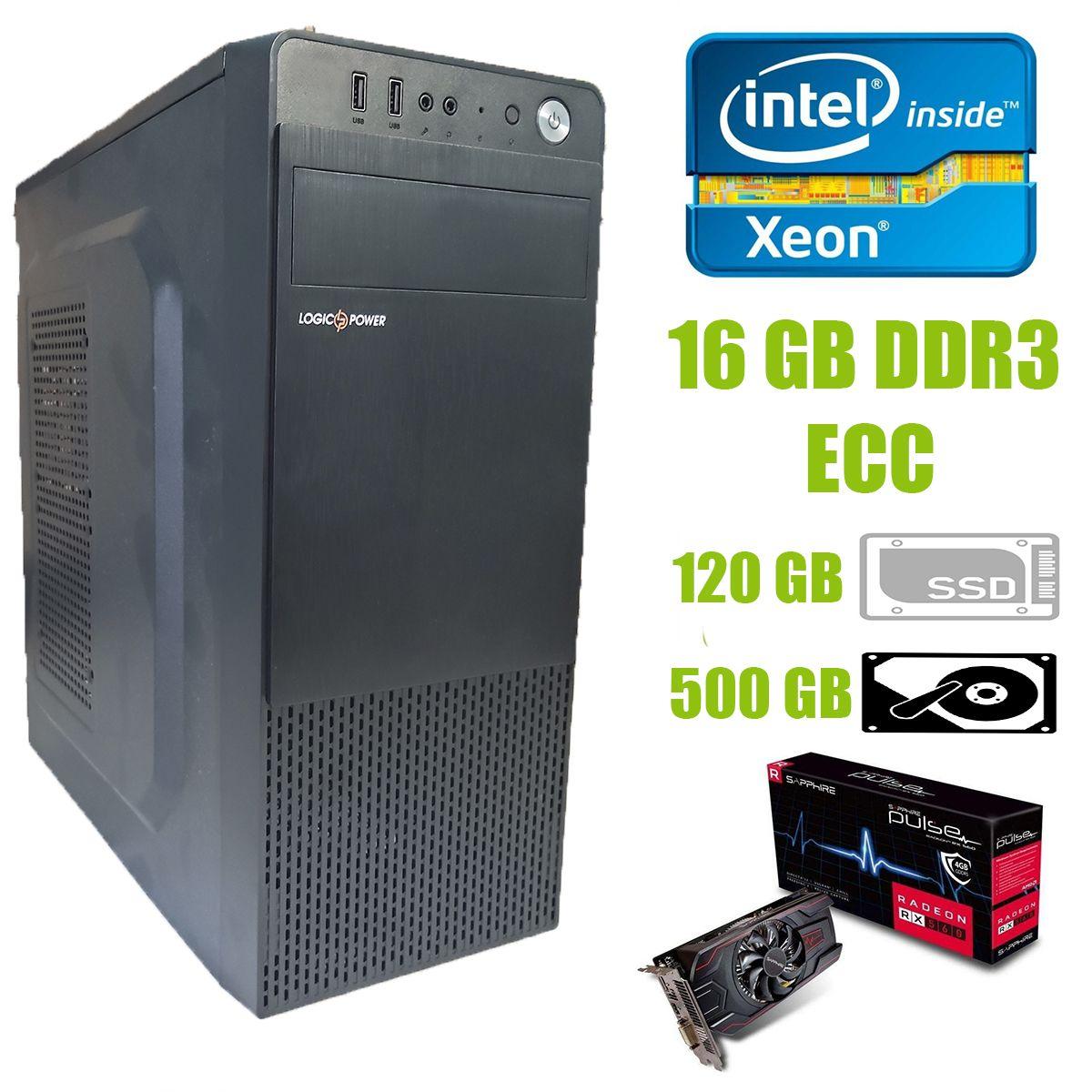 Logic Power LP2008 ATX / Intel Xeon E5-2440 (6 (12) ядер по 2.4-2.9 GHz) / 16 GB DDR3 ECC / new 120 GB SSD+500 GB HDD / AMD Radeon RX 560 4GB GDDR5