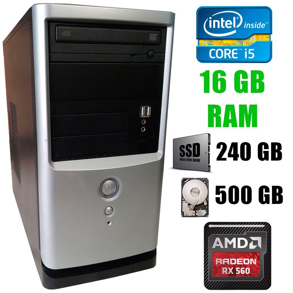 Gigabyte Tower / Intel Core i5-3470 (4 ядра по 3.2 - 3.6 GHz) / 16 GB DDR3 / new! 240 GB SSD+500 GB HDD / 350W