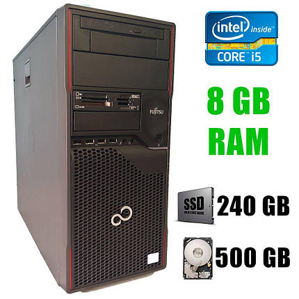 Fujitsu p710 Tower / Intel Core i5-3470 (4 ядра по 3.2 - 3.6 GHz) / 8 GB DDR3 / new! 240 GB SSD+500 GB HDD, фото 1
