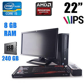 HP EliteDesk 800 G1 SFF / Intel Core i5-4400 (4 ядра по 3.10-3.30GHz) / 8 GB RAM / 240 GB SSD / AMD Radeon HD7500 1 GB + Монітор HP ZR2240w / 22", фото 1
