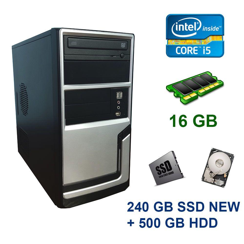 Hyundai Pentino Silver Tower / Intel Core i5-3450 (4 ядра по 3.1 - 3.5 GHz) / 16 GB DDR3 / 240 GB SSD NEW+500