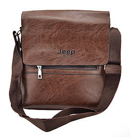 Чоловіча сумка з екошкіри JEEP 866 BAGS/сумка через плече Джип коричнева