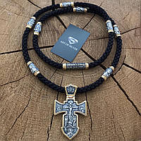 Шёлковый шнурок с позолоченными православными вставками и крестом