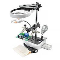 Третя рука для паяння MG16129DC тримач плат із підставкою для паяльника лупа Ø 90мм 11,5x