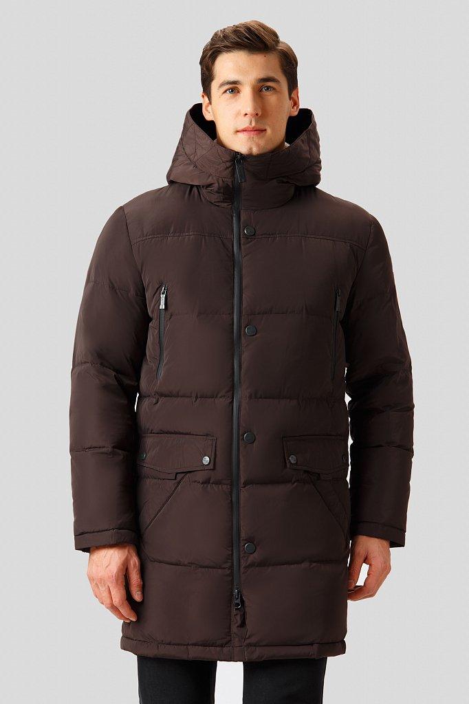 Довгий чоловічий пуховик Finn Flare W18-22006-615 коричневий M