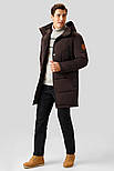Довгий чоловічий пуховик Finn Flare W18-22006-615 коричневий M, фото 4