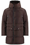 Довгий чоловічий пуховик Finn Flare W18-22006-615 коричневий M, фото 8
