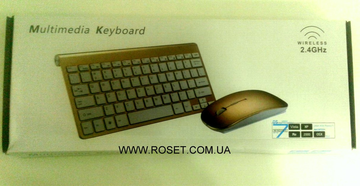 Бездротова клавіатура з мишкою Multimedia Keyboard (золота)