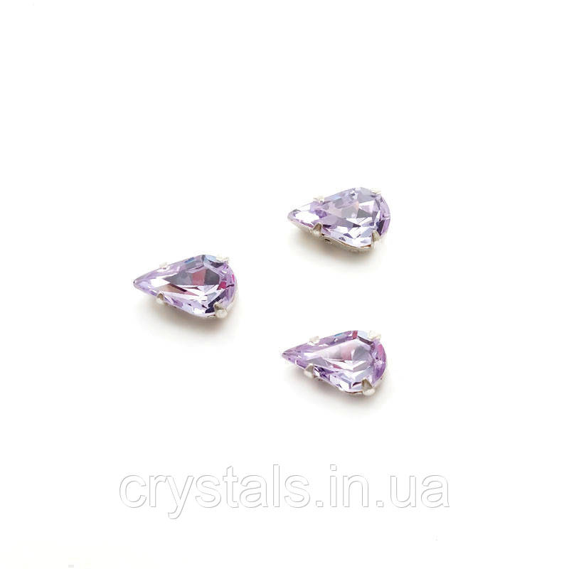 Краплі в цапах Preciosa (Чехія) 13х7.8 мм Alexandrite/срібло