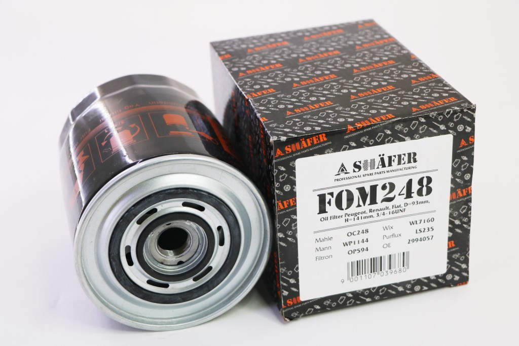 Фільтр масляний SHAFER FOM248 Peugeot, Renault, Fiat, D=93mm, H=141mm, 3/4-16UNF