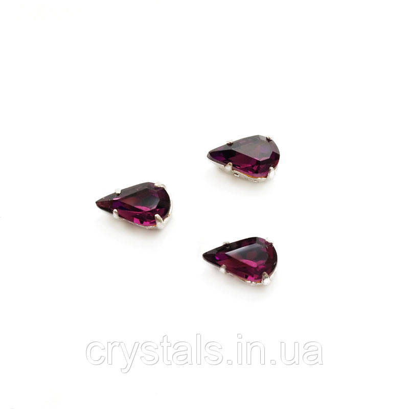 Краплі в ланцюгах Preciosa (Чехія) 13х7.8 мм Amethyst/срібло