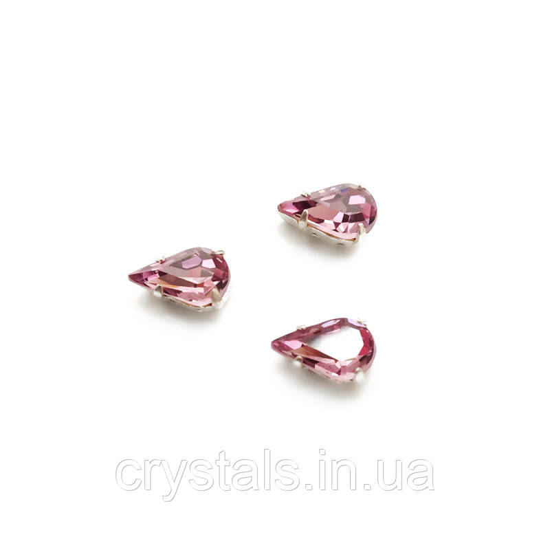 Краплі в ланцюгах Preciosa (Чехія) 13х7.8 мм Light Amethyst/срібло, фото 1