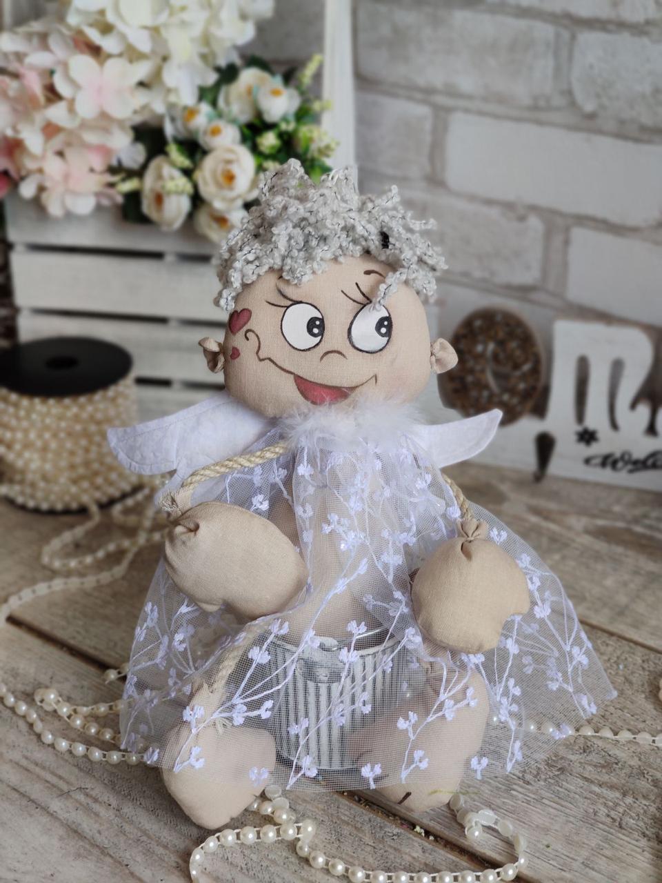 Ангел "Веселий хлопчик",ангел ручної роботи, h-40см 350/105, фото 1