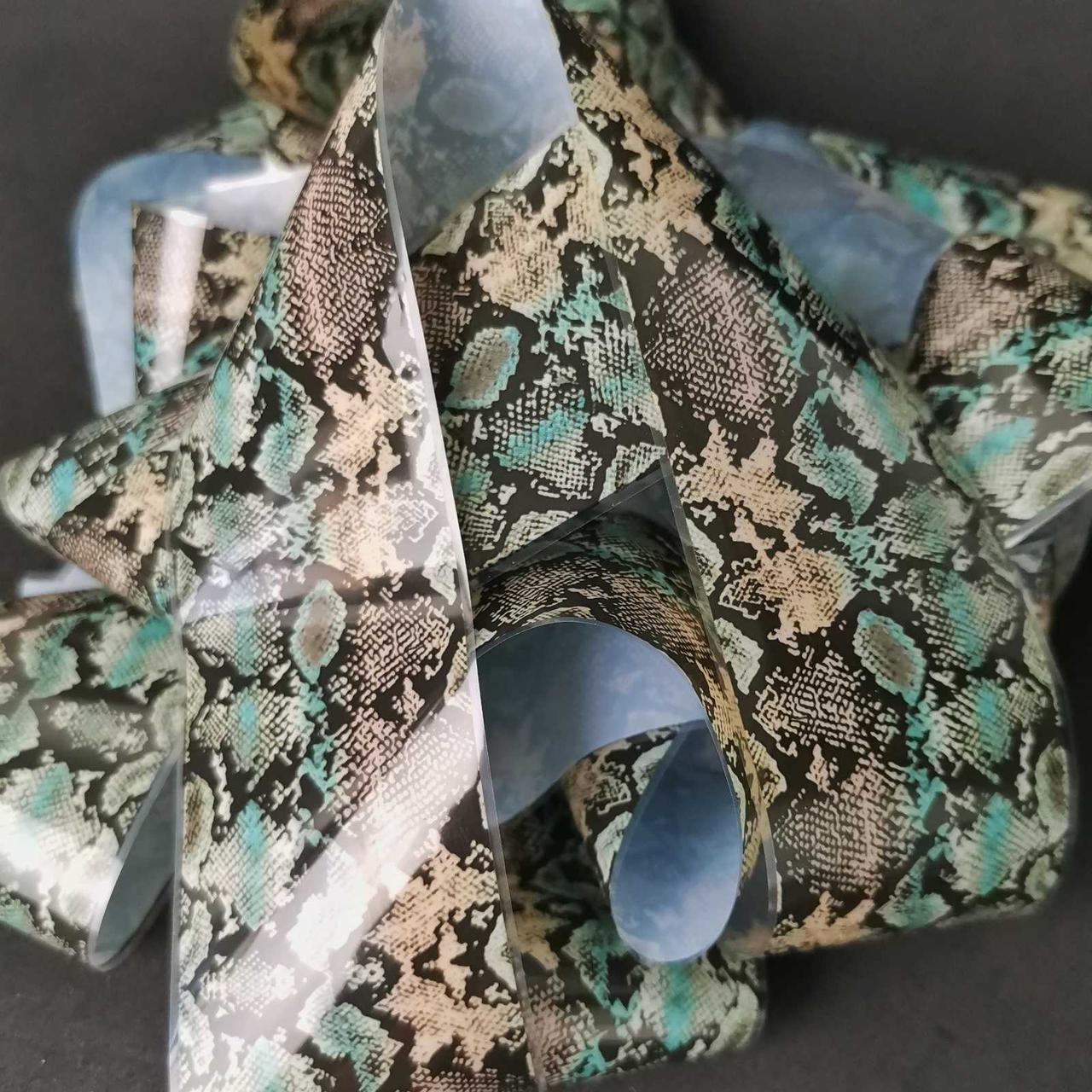 Фольга для нігтів перекладна зеленый питон зміїна шкіра (фольга для лиття ) 1 метр Andi Prof