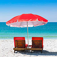 Садовой складной зонтик с наклоном, красный, большой пляжный зонт от солнца 1.75 м с доставкой (NS)