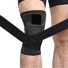 Наколінник еластичний для бігу та занять спортом AOLIKES HX-7720 з бандажними ременями чорний, фото 6