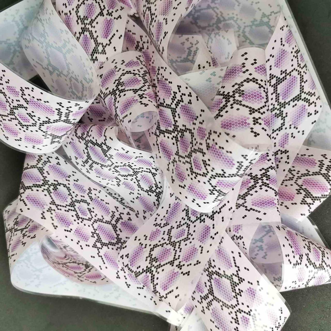 Фольга для нігтів перекладна рожевий пітон зміїна шкіра (фольга для лиття ) 1 метр Andi Prof