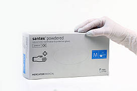 Рукавички медичні оглядові нестерильні латексні опудрені Santex powdered M (50 пар/уп)