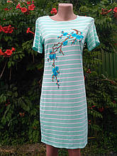 Сукня туніка трикотажна в смужку з вишивкою сакура