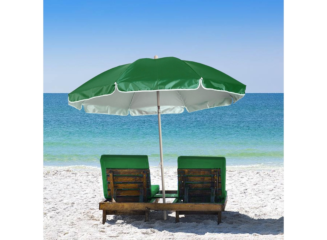 Большой пляжный зонт от солнца, однотонный зеленый, садовой зонтик с наклоном, 1.75 м с доставкой (GK) - фото 1 - id-p1213807018