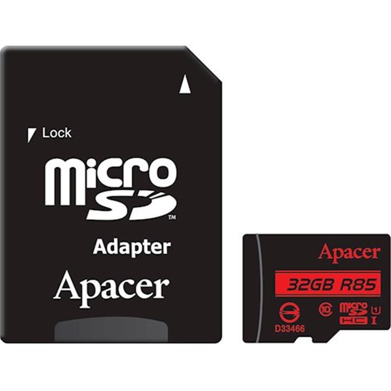 Картка пам'яті MicroSDHC 32GB UHS-I Class 10 Apacer + SD Adapter (AP32GMCSH10U5-R)