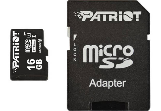 Картка пам'яті MicroSDHC 16GB UHS-I Class 10 Patriot LX + SD Adapter (PSF16GMCSDHC10), фото 1