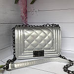 Стильна срібляста жіноча сумочка, фото 8
