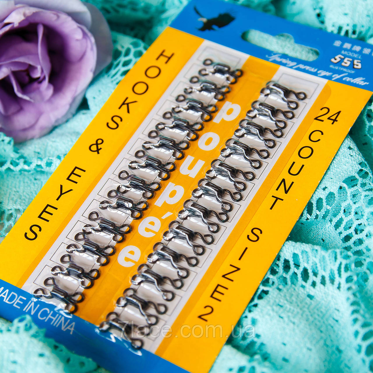 Гачки пришивні швейні/колір чорний/15*8 мм/паковання 24 шт., фото 1